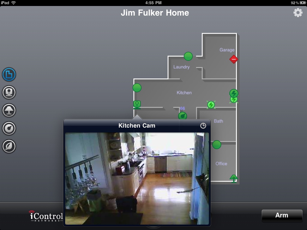 Live camera video opened from the floor plan